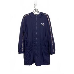 Gola Anthropologie Navy Oversized Utility Jacket Hood Floral Stripe Small